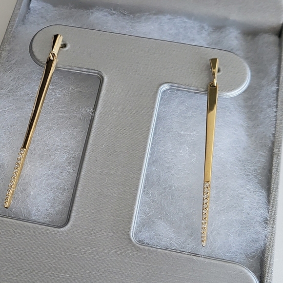 Jewelry - Zales 1/5 CT. T.W. Diamond Elongated Stick Drop Earrings in 10K Gold